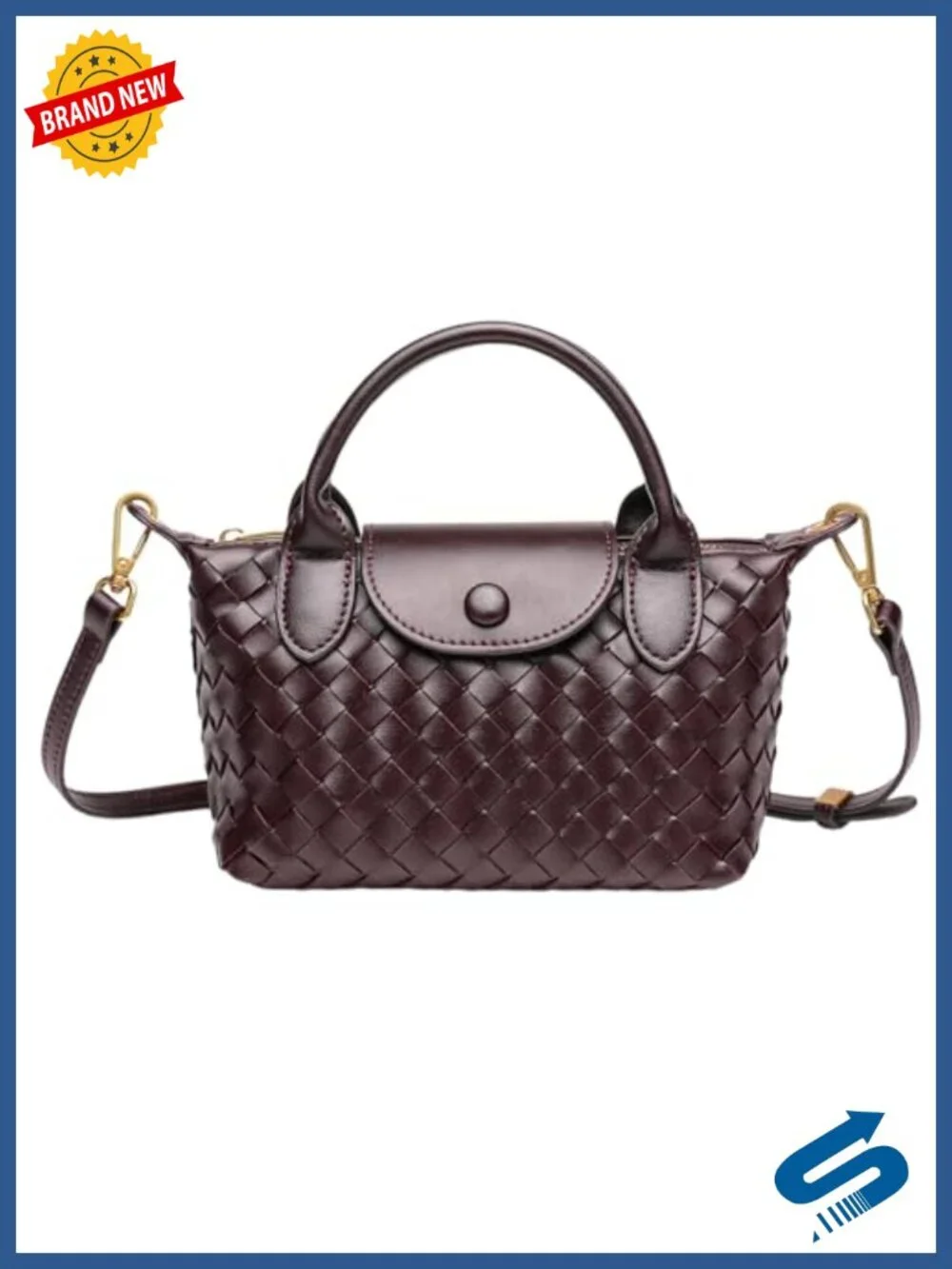 Handwoven Vegan Leather Crossbody Bag with Adjustable Strap